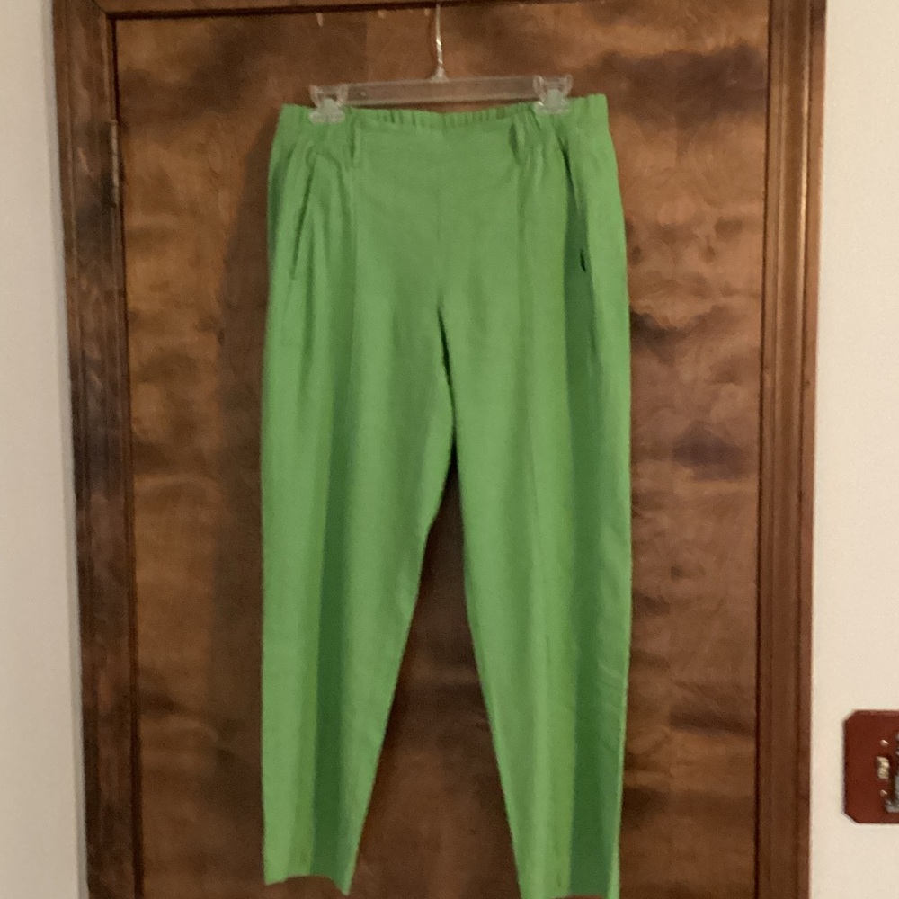 J. Jill Linen Pull-On Pants in Bright Green